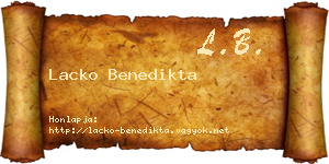 Lacko Benedikta névjegykártya